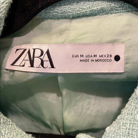 Zara Light Green Cropped Tweed Blazer. Size M. Mint Green. Chanel Inspired. - Picture 7 of 8